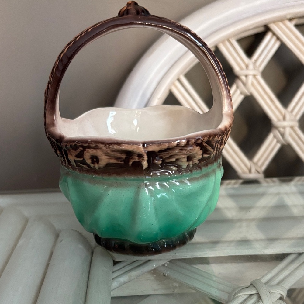 Vintage Czechoslovakian Pottery Basket